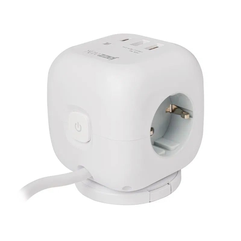 Удлинитель 3х1.5м с заземл. 2хUSB typeA + 1х typeC с выкл. на поворотн. подставке EC-03U-150-wh ПВС 3х1 бел. JazzWay 5060616