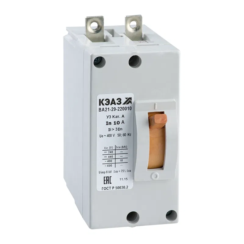 Выключатель автоматический 2п 0.6А 3Iн 10кА ВА21-29-220010 У3 440В DC крепл. за панелью КЭАЗ 101626