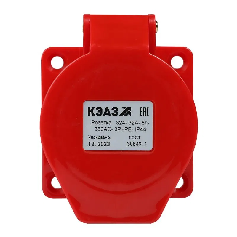 Розетка фланцевая 324 32А 380AC 3P+PE 6ч IP44 КЭАЗ 222760