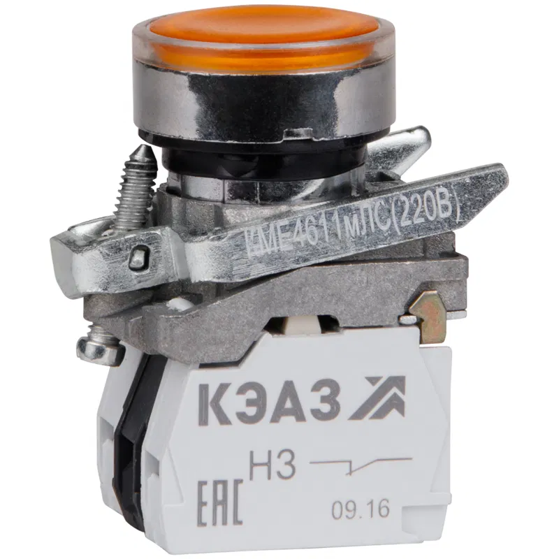 Button KME4611mLs-24V-yellow-1no+1nc-cylinder-indicator-IP65 KÉAZ 273062
