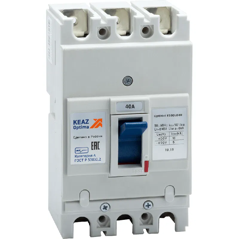 Выключатель автоматический 3п 40А 10кА OptiMat E100L040 ОМ4 РЕГ КЭАЗ 273890