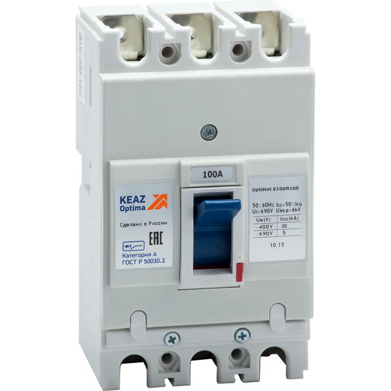 Выключатель автоматический 3п 100А 20кА OptiMat E100N100 УХЛ3 РЕГ КЭАЗ 273911