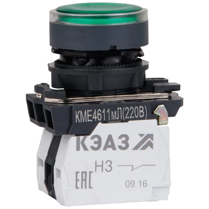 Button KME4122mL-24V-green-2no+2nc-cylinder-indicator-IP40 KEAZ 274302
