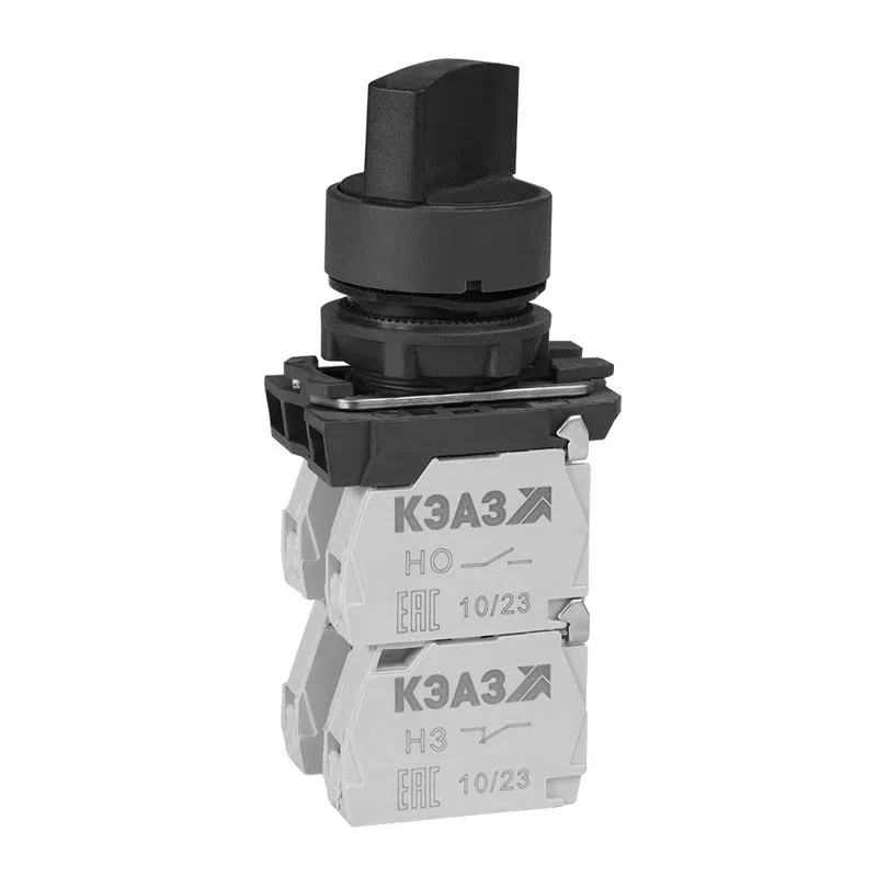 Selector switch KPE1131R-black-3no+1nc-handle-fixed-2pos-IP40 KÉAZ 274305