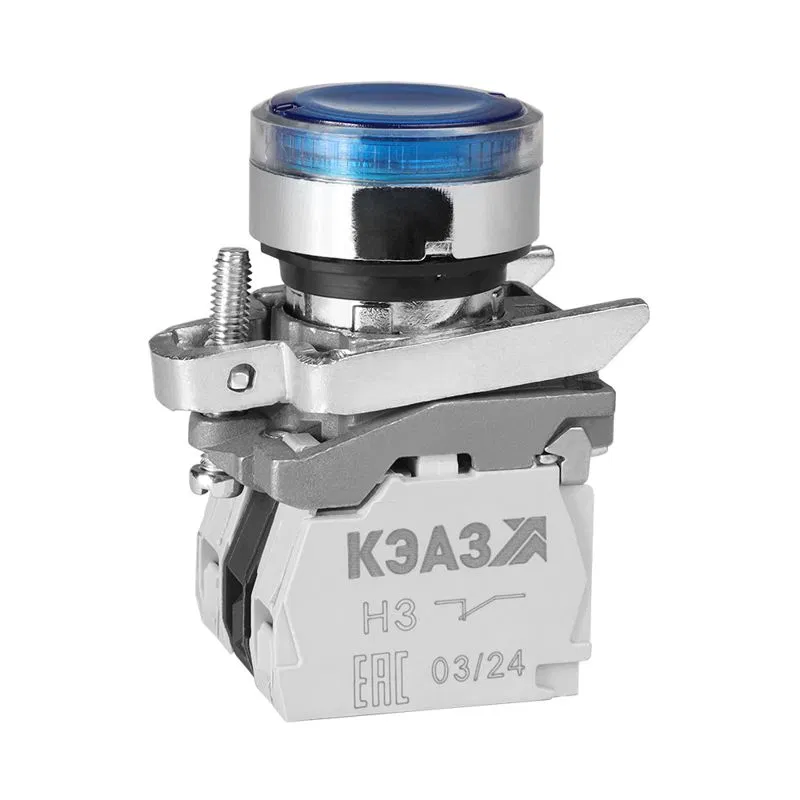 Button KME4611mL S-24V-blue-1no+1nc-cylinder-indicator-IP65 KÉAZ 275983
