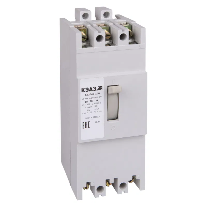 断路器 3p 20A 12Iн 3kA AE2046-32P У3 400V AC HP=400V AC КЭАЗ 276896