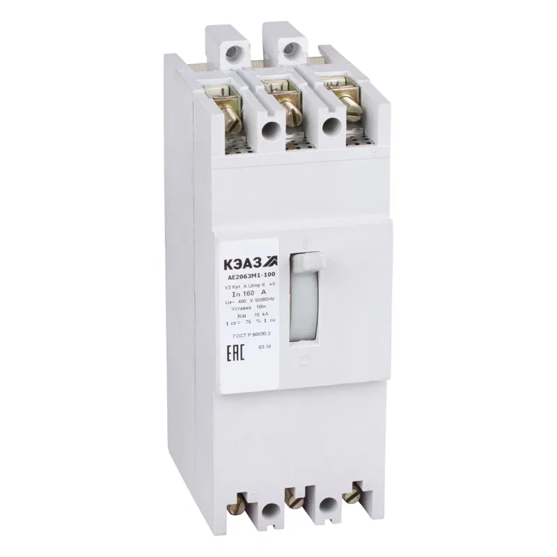 Molded case circuit breaker 3p 160A 10In 10kA AE2063M1-120 U3 400V AC HP=400V AC KEAZ 276940