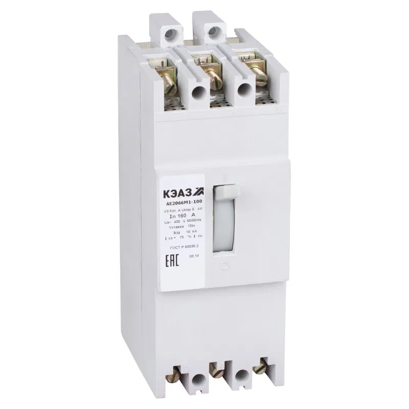 Automatic circuit breaker 3p 160A 10In 10kA AE2066M1-120 U3 400V AC HR=230V AC/220V DC KEAZ 276943