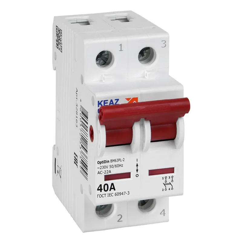 Выключатель нагрузки модульный 2п 40А OptiDin BM63PL-240-УХЛ3 (ВМ63PL) КЭАЗ 328163