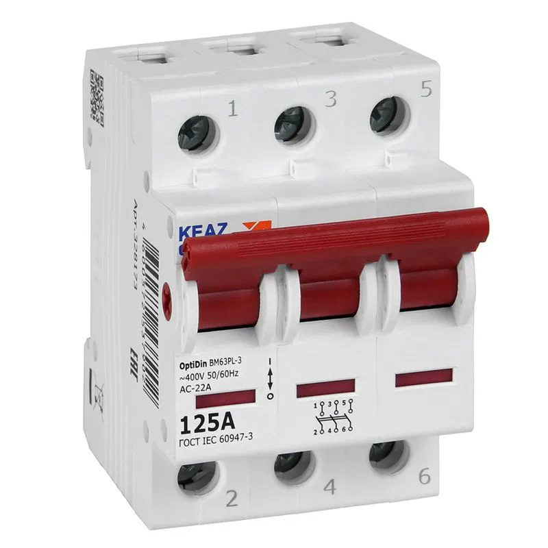 Выключатель нагрузки модульный 3п 125А OptiDin BM63PL-3125-УХЛ3 (ВМ63PL) КЭАЗ 328173