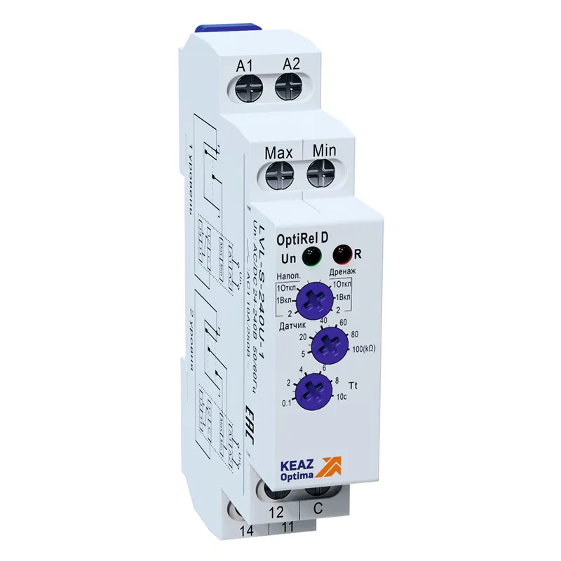 Реле контроля уровня OptiRel D LVL-S-240U-1 с датчиком 1.5м 10А 1СО 24-240АС/DC КЭАЗ 332024