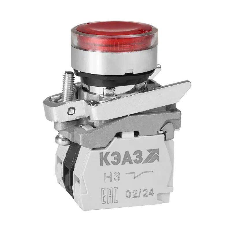 Кнопка КМЕ4611мЛС 220В красн. 1но+1нз цилиндр IP65 КЭАЗ 332057
