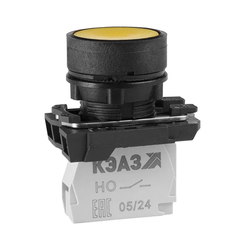 Кнопка КМЕ4120м желт. 2но+0нз цилиндр IP40 КЭАЗ 354350