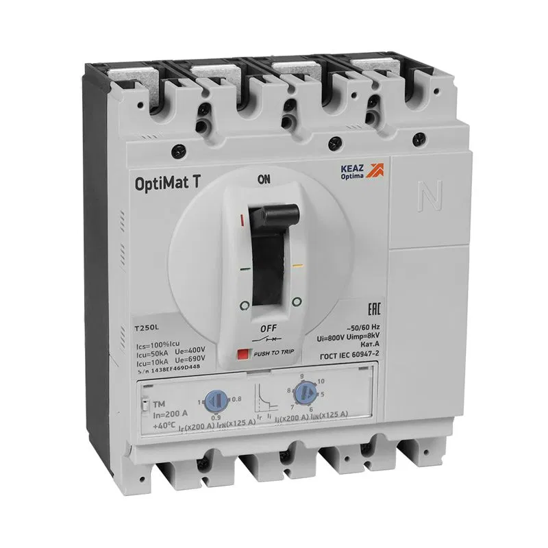 塑壳断路器 4P 160A OptiMat T250S-RCA TM 带漏电保护模块 КЭАЗ 357090