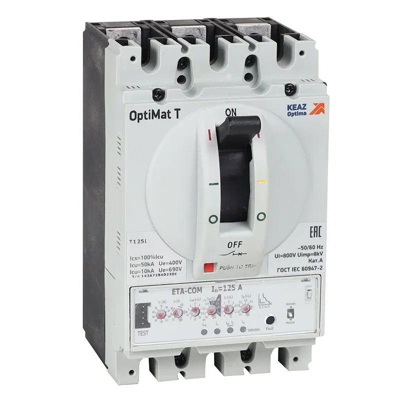4极 63A OptiMat T125S-RCA ETA-COM 漏电保护模块式断路器 КЭАЗ 357110