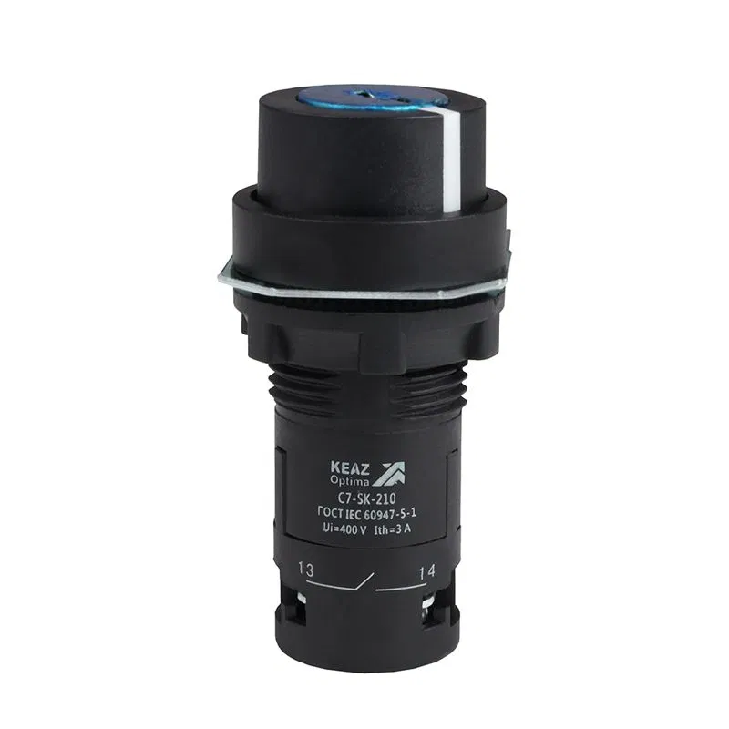 Переключатель 2 положения OptiSignal Compact D22 С7-SK-211 черн. с ключом 1НО+1НЗ XB7NG25 КЭАЗ 362144