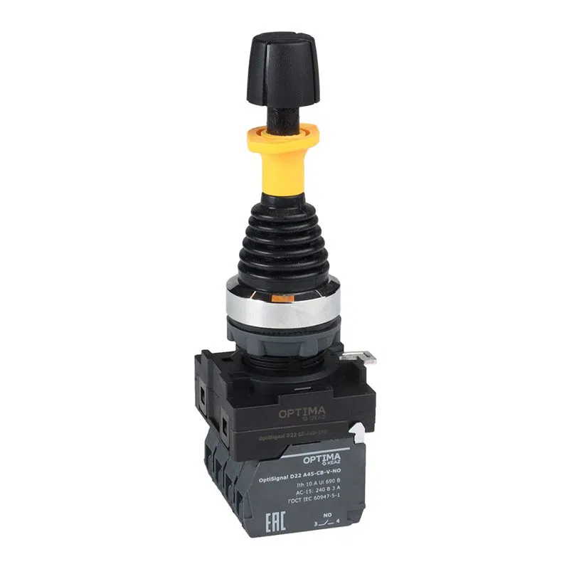 Джойстик OptiSignal D22 C5-J4B-240 пластик. 4 положения 4НО без фиксации с блокировкой КЭАЗ 380114