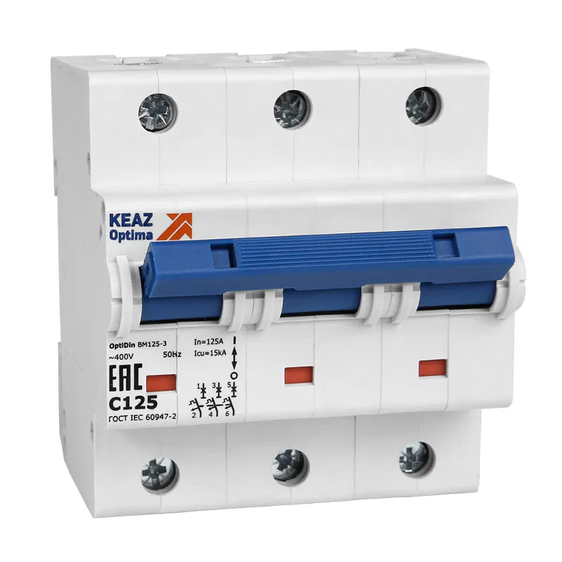 模块式微型断路器 3p C 80A 20kA OptiDin BM125-3C80-8ln-УХЛ3 КЭАЗ 138543