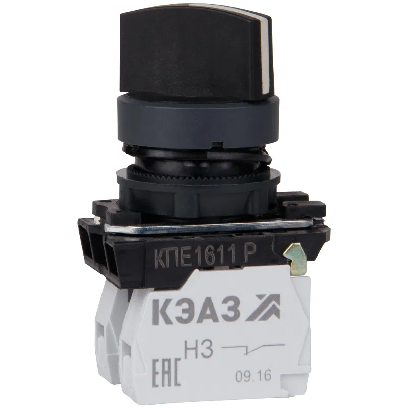Selector switch KPE1611R 1NO+1NC latching handle 2 positions IP65 black KEAZ 248268