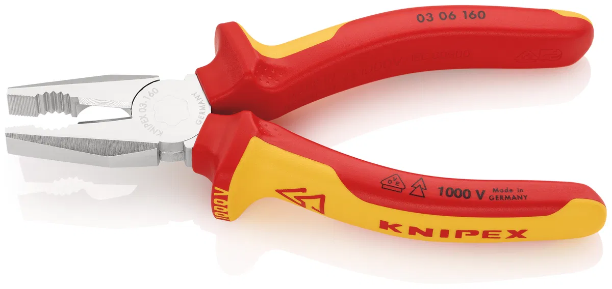 Combination pliers VDE L-160mm dielectric chrome. Knipex KN-0306160