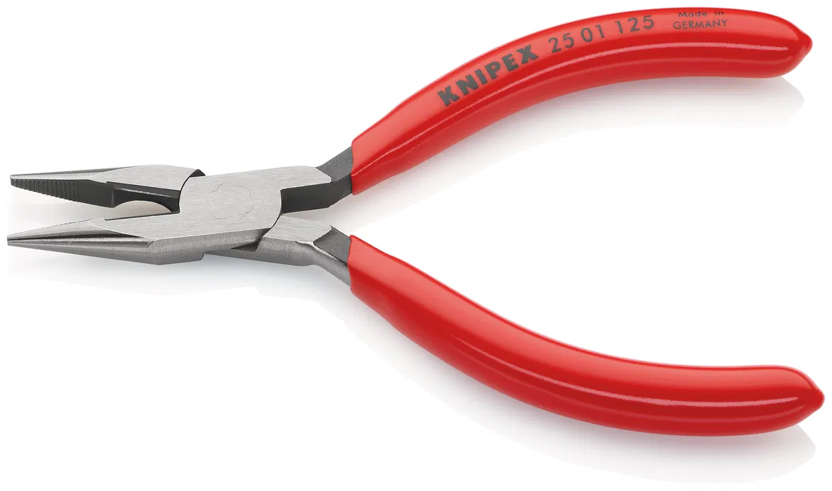 尖嘴钳 (无线电维修钳) 半圆直钳 L-125mm 黑色 Knipex KN-2501125