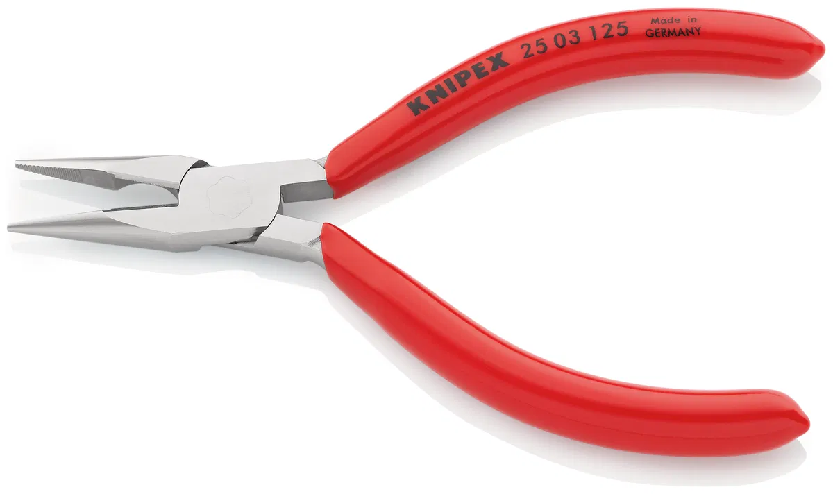 带切削刃钳 (无线电维修钳) 半圆直嘴 L-125mm 镀铬 Knipex KN-2503125