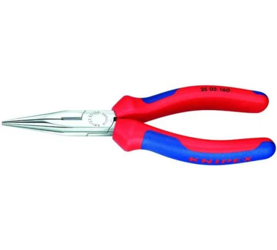 尖嘴钳（无线电维修钳）半圆直嘴 L-140mm 镀铬 Knipex KN-2505140