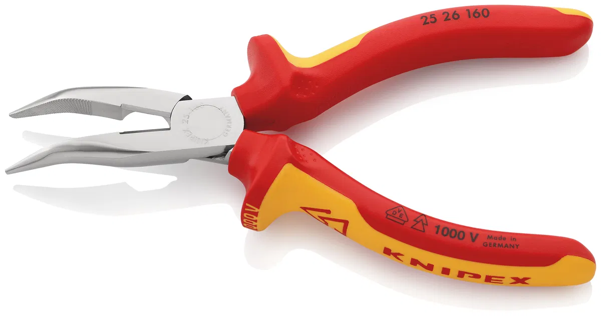 钳式尖嘴钳 (无线电维修钳) VDE 半圆钳口 40deg. L-160mm 黑色 Knipex KN-2526160