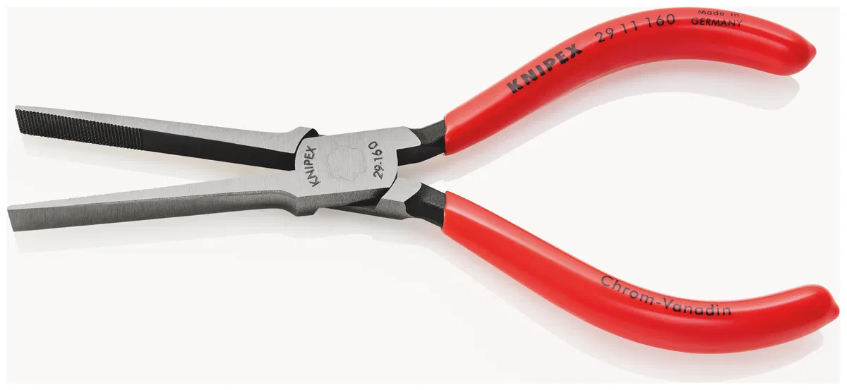 电话钳 扁平钳口 55mm 十字防滑纹 L-160mm 包胶手柄 黑色 Knipex KN-2911160