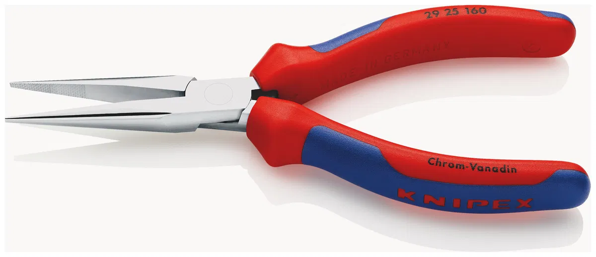 电话钳 平口钳口 54mm 带十字防滑纹 L160mm 镀铬 双组分手柄 Knipex KN-2925160