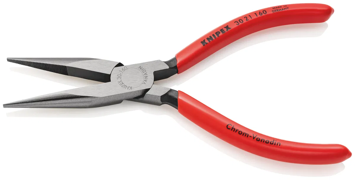 平嘴圆头长嘴钳 50mm L-160mm 防滑手柄 黑色 Knipex KN-3021160