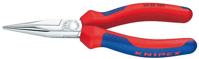 Long nose pliers with serrated jaws 50mm L160mm chrome. two-component handles Knipex KN-3025160