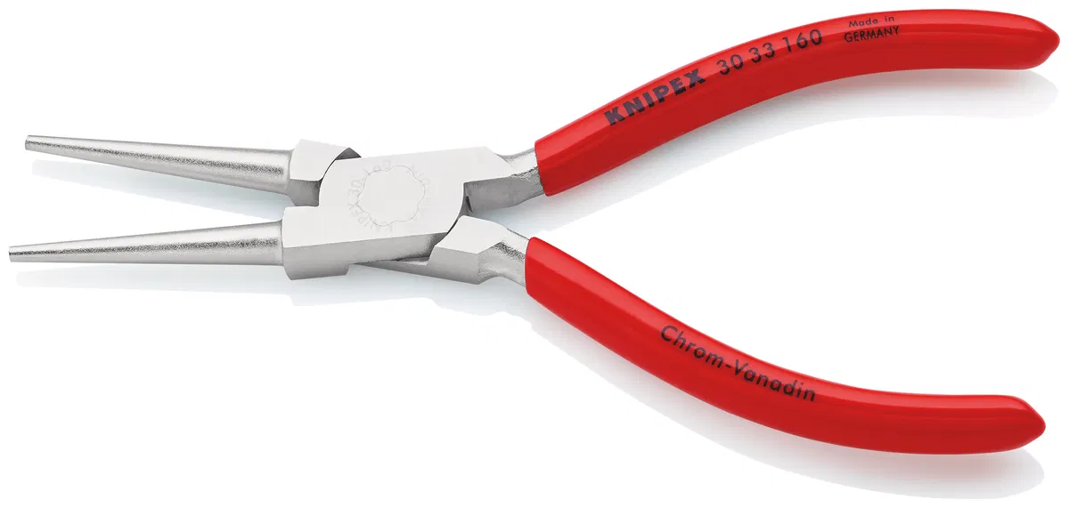 Round nose pliers smooth jaws 41mm L-160mm chrome plated handles Knipex KN-3033160