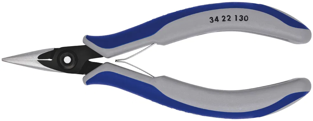 Precision gripping pliers for electronics, flat-round smooth jaws, L130mm, two-component handles Knipex KN-3422130