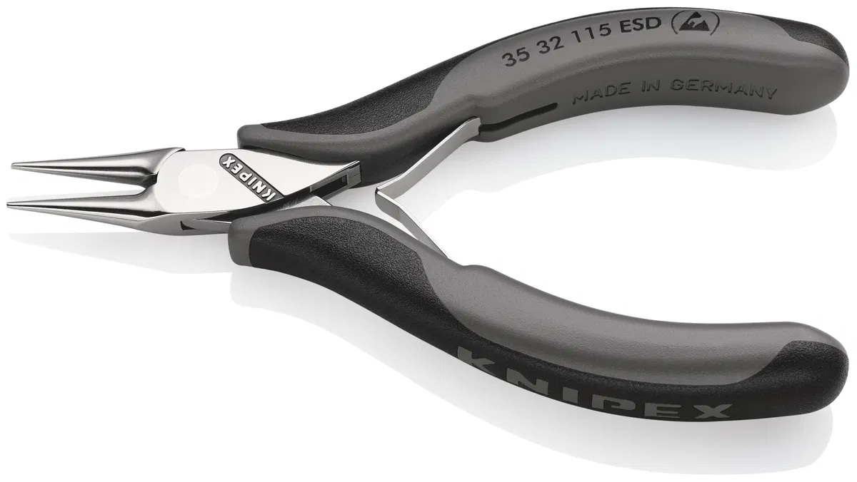 ESD 电子专用防静电圆嘴钳 L115mm 双组分手柄 Knipex KN-3532115ESD