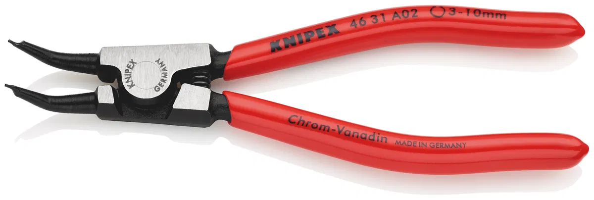 45°尖嘴外用挡圈钳 夹持尺寸 d 3-10mm 钳尖直径 d 0.9mm L-130mm Cr-V 黑色 Knipex KN-4631A02