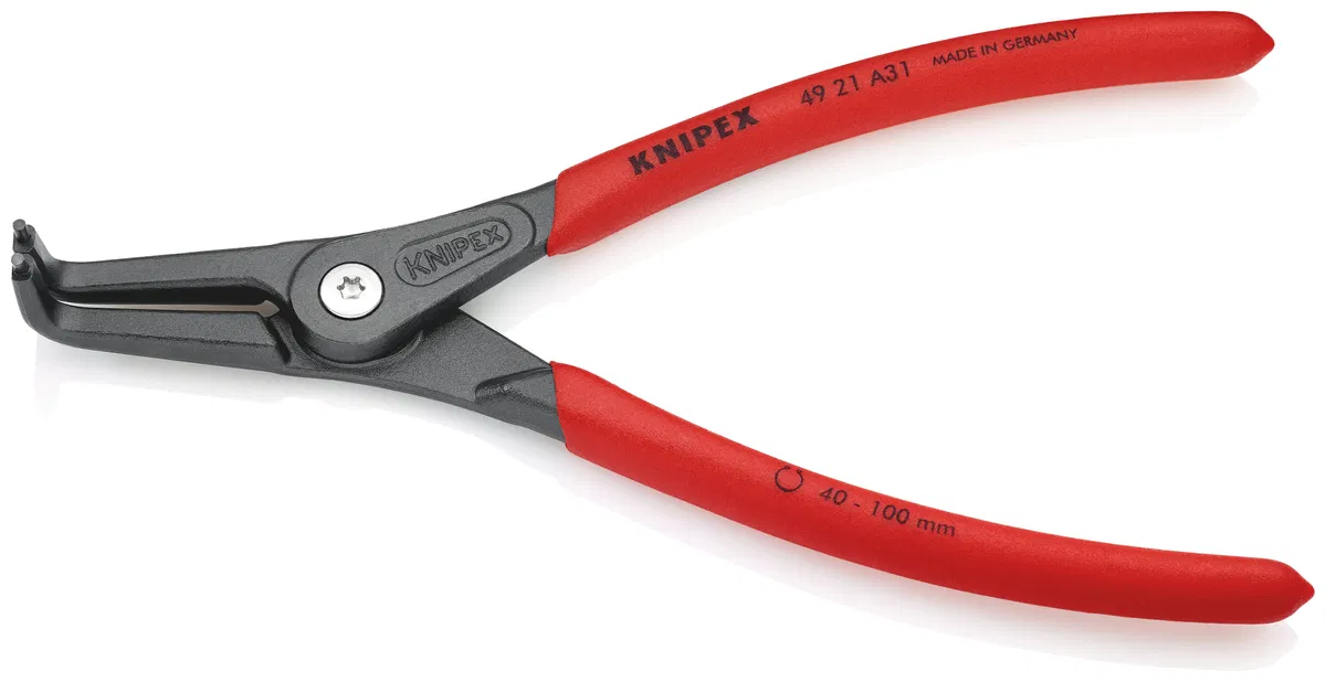 Precision tweezers with pressed tips for external retaining rings, 90deg jaws. L-210mm Cr-V Knipex KN-4921A31