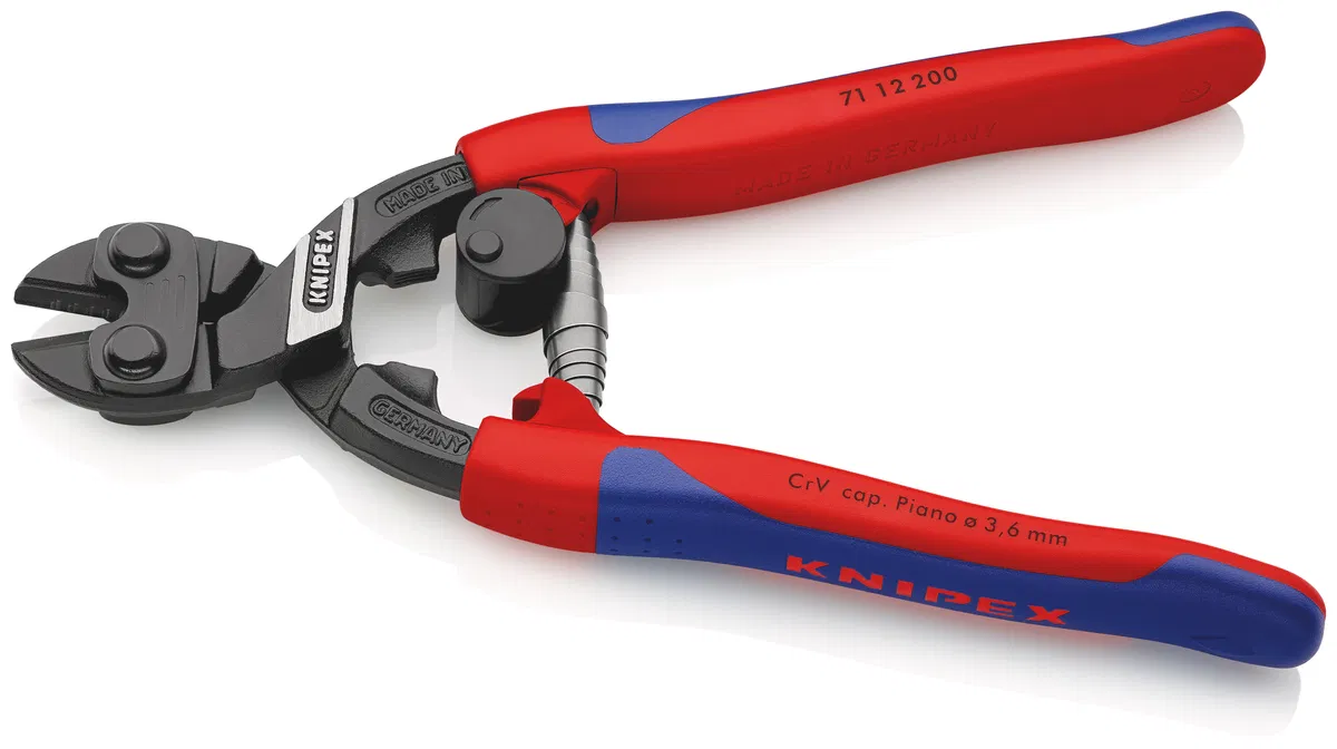 Compact bolt cutter with spring L-200mm black Knipex KN-7112200