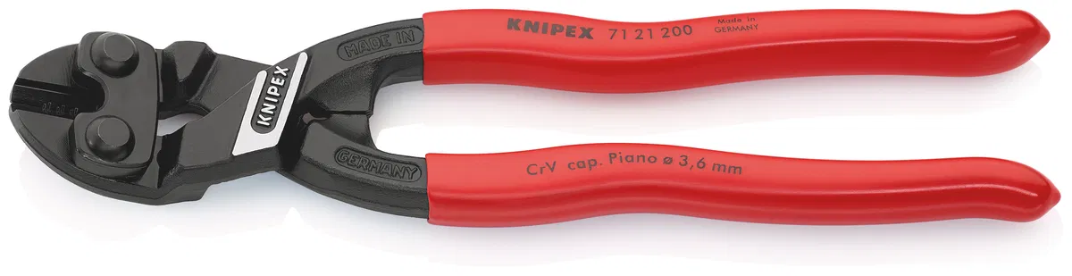 Compact bolt cutter head 20deg. L-200mm black Knipex KN-7121200