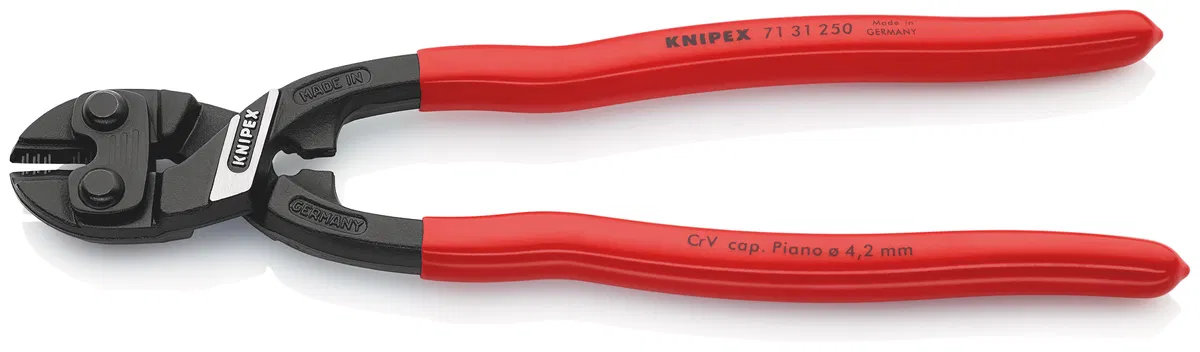 Compact bolt cutter with notch on edges for cutting thick wire L-200mm black Knipex KN-7131250