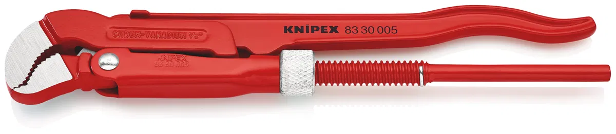 Pipe wrench 1/2 inch S-shape. thin jaws d35mm (1 1/2 inch) L-245mm Cr-V Knipex KN-8330005