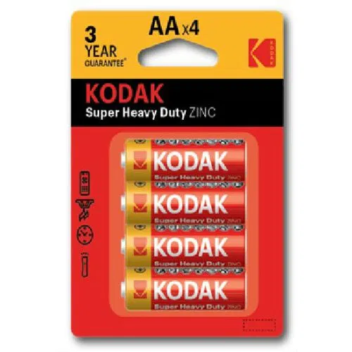 碱性 AA/R6 1.5V SUPER HEAVY DUTY Zinc 电池 (4粒装) KODAK Б0005119