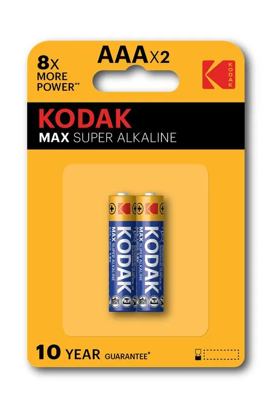 Элемент питания алкалиновый AAA/LR03 1.5В MAX SUPER Alkaline (блист.2шт) KODAK Б0005132