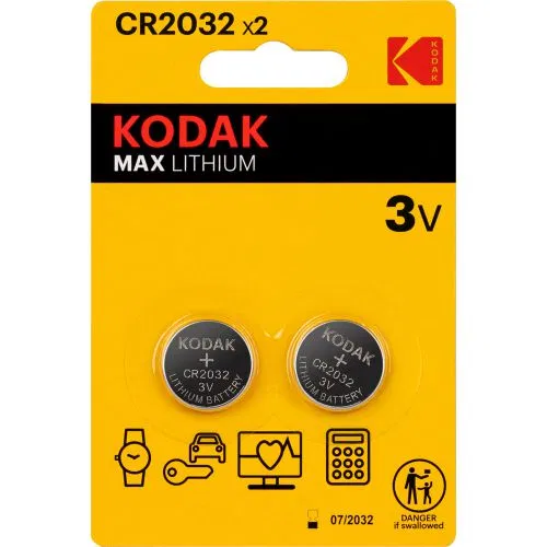 Элемент питания литиевый CR2032 MAX Lithium (блист.2шт) KODAK Б0037004