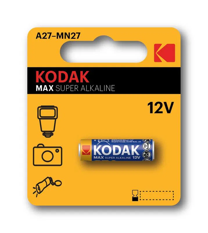 Элемент питания алкалиновый A27/MN27/8LR732 12В MAX SUPER Alkaline (блист. 1шт) KODAK Б0047482