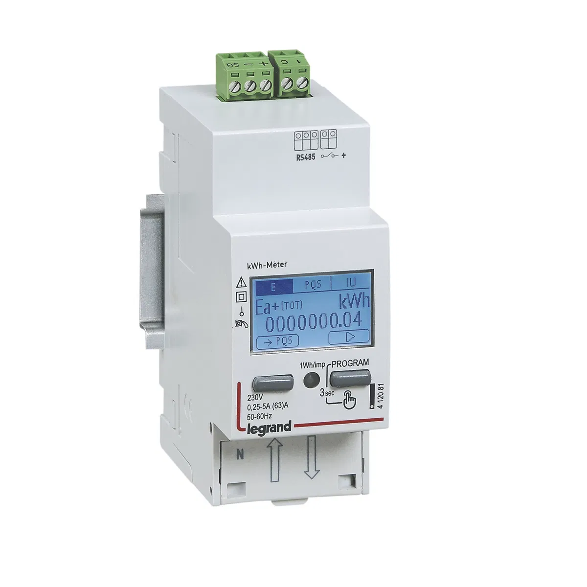 Однофазный счётчик EMDX³ - сертификат MID - 63 А - 2 модуля - выход RS 485 412083 Контактор