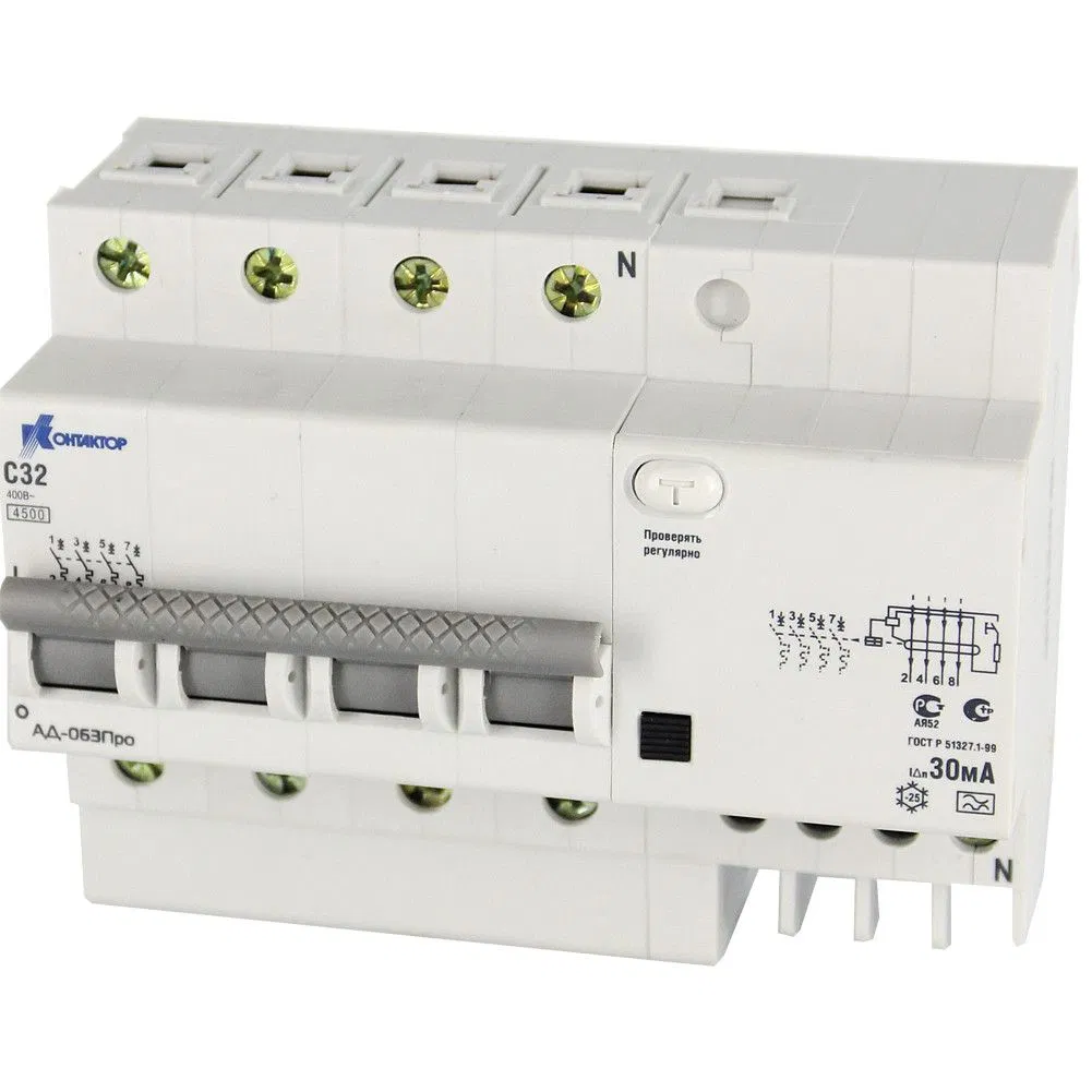 Дифференциальный автомат АД-063 4P 63А Idn-300mA тип А КОНТАКТОР 7000667