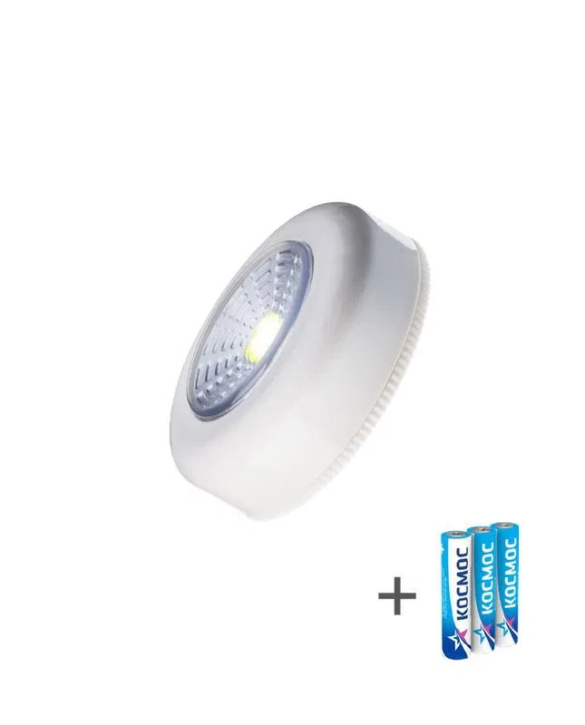 Flashlight 1W COB LED 3xAAA (R03) ABS-plastic body white self-locking surface double-sided tape included COSMOS KOC305B
