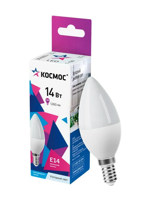LED lamp 14W Candle E14 6500K 174-265V KOSMOS LkecLED14wCNE1465