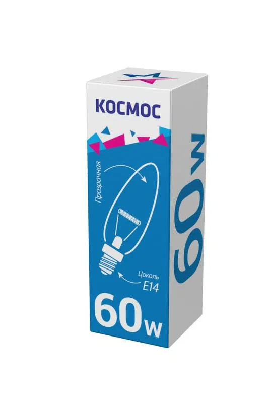 Incandescent lamp Svecha 60W E14 clear Kosmos LKsmSCnCL60E14v2
